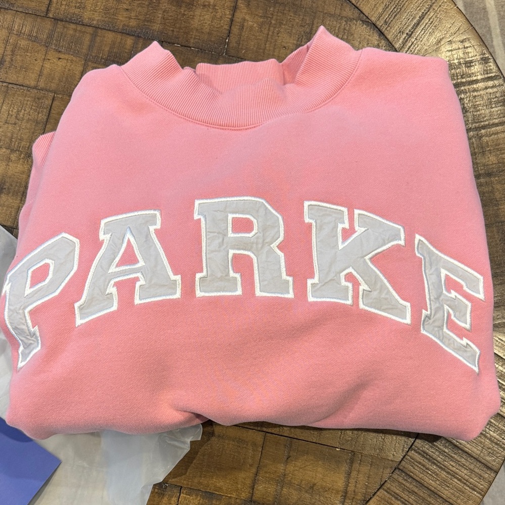 Parke Blush Pink Mock Neck Fleece Sweatshirt
